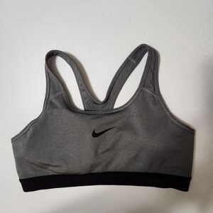 Nike Womens Sports Bra Pullover Workout Dri Fit Gray Large